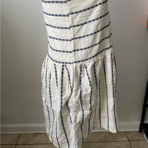 Ace & Jig Off White Navy Blue Flowers Short Sleeve Dress Size XS - Picture 3 of 8